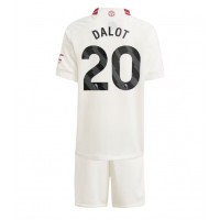 Camisa de Futebol Manchester United Diogo Dalot #20 Equipamento Alternativo Infantil 2023-24 Manga Curta (+ Calças curtas)